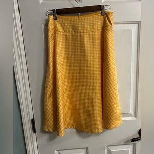 The Limited Yellow Grid A-Line Midi Skirt
